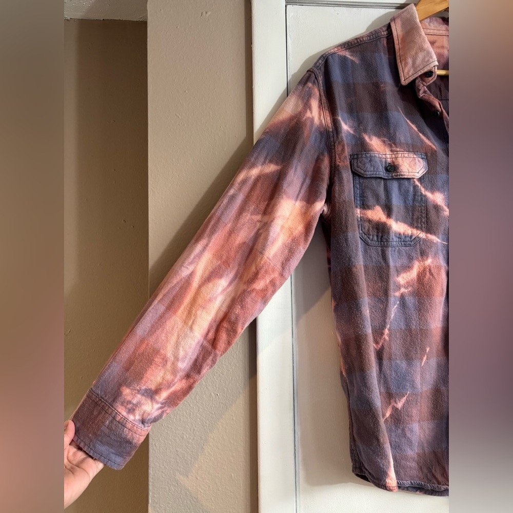 Tie-Dye Plaid Button-Up Shirt - Picture 3 of 5